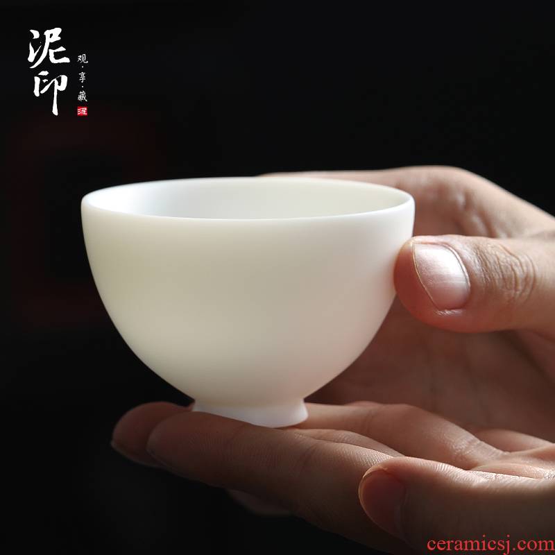 Mud seal sample tea cup white porcelain jade porcelain teacup masters cup personal single cup perfectly playable cup kung fu tea set lettering the custom