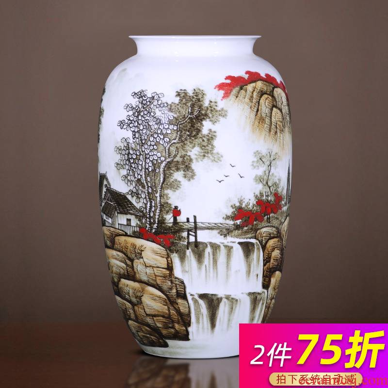 Jingdezhen ceramics vase landing place, a large sitting room flower arranging hand - made under glaze color crafts household act the role ofing is tasted