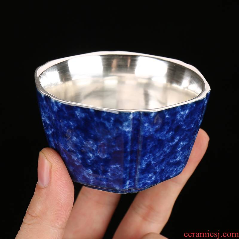 Tasted silver gilding ceramic cups manual fine gold household sample tea cup single master cup silver restoring ancient ways individuals cup gift
