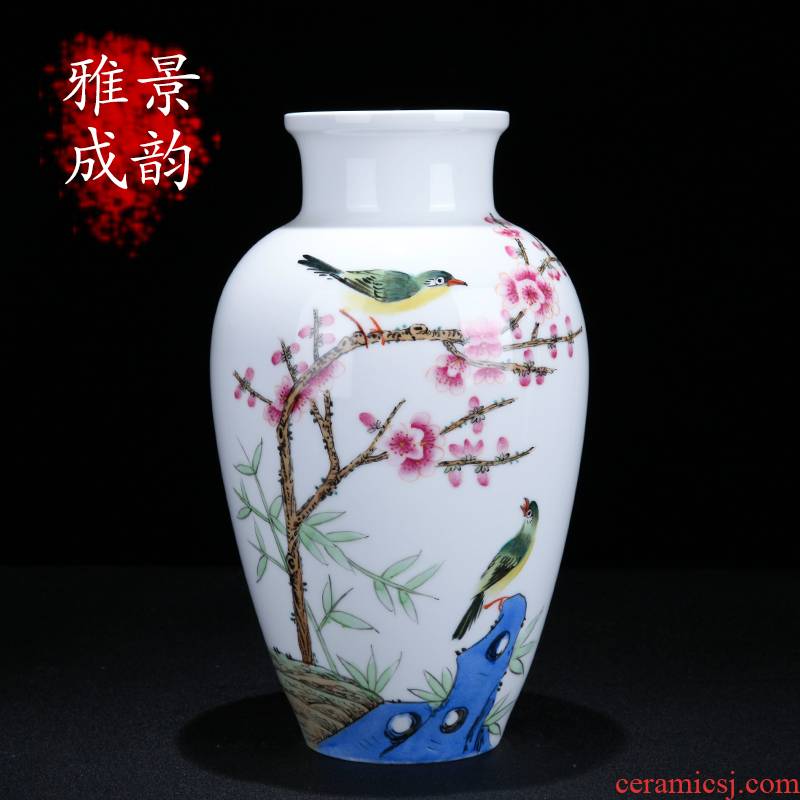 Jingdezhen ceramic new Chinese style beaming flower vase hand - made home sitting room porch decoration furnishing articles