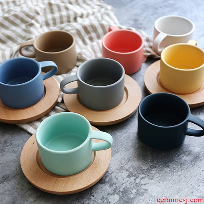 Tinyhome Japanese household creative breakfast milk cup glass candy color ceramic grind arenaceous glass to send cups