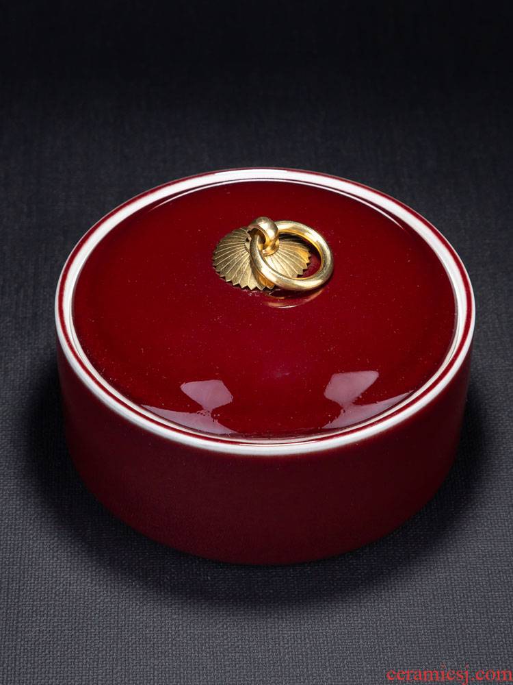Jingdezhen ceramics glaze color caddy fixings handheld devices save POTS of jun red glaze kung fu tea storage tanks