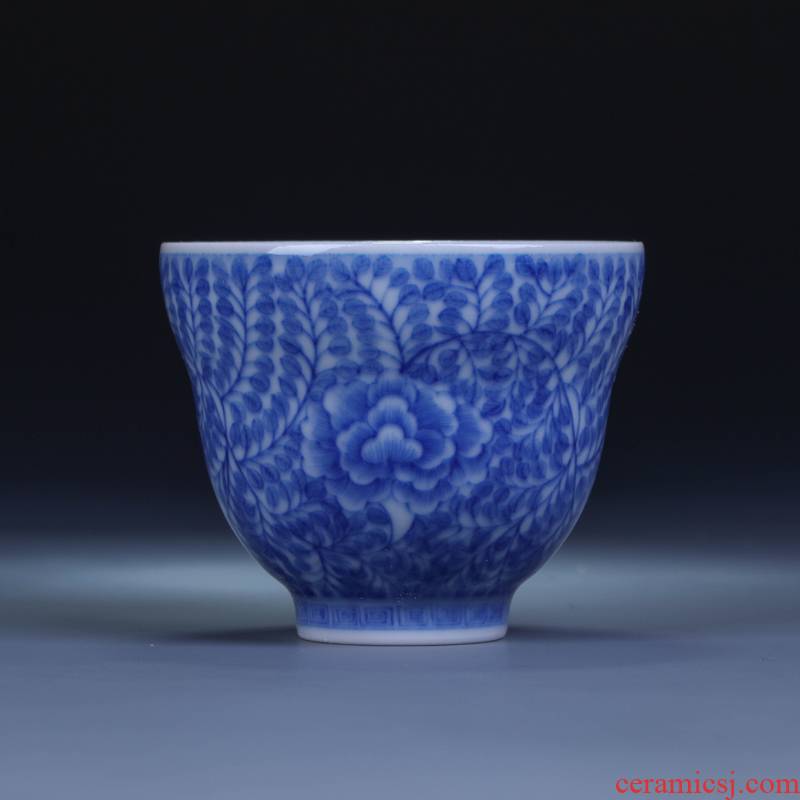 Offered home - cooked in blue and white porcelain tea set sample tea cup Jin Hongxia made tea ware ceramic pressure hand cup of jingdezhen porcelain bowl