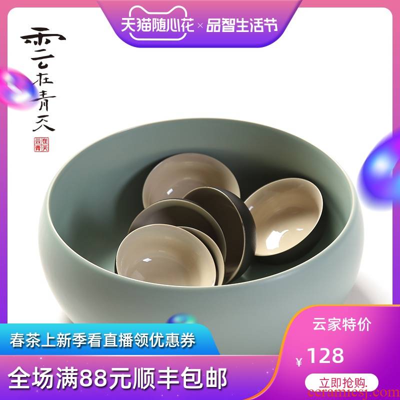 Black slag is Taiwan tea dross barrels of large - sized ceramic zen tea wash bath writing brush washer tea accessories of Black tea