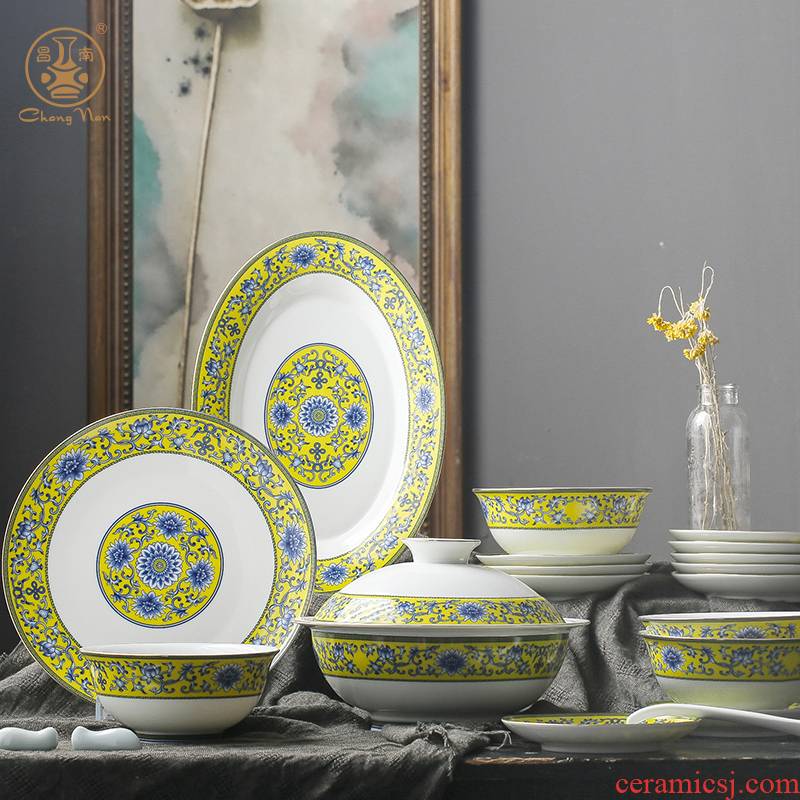 Chang south collection dishes household contracted jingdezhen ceramic tableware suit Chinese dishes chopsticks household composition