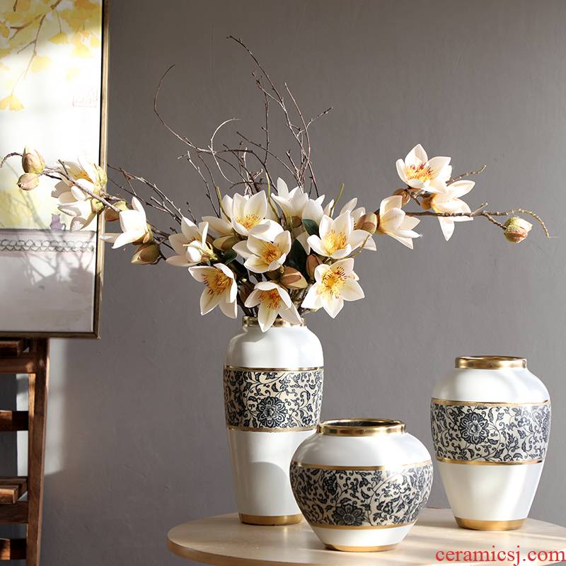 New Chinese style furnishing articles ceramic vase Nordic creative contracted sitting room small flower arranging fresh ground decoration household act the role ofing is tasted