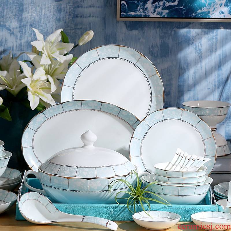 Dishes suit household of Chinese style and contracted ceramic bowl chopsticks Dishes tangshan ceramic bowls of rice Dishes cutlery set