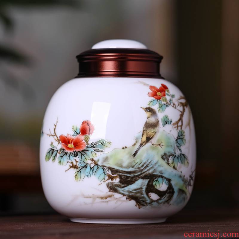Jingdezhen ceramic tea pot small half jins of the tea sets huai sealed jar portable household moistureproof POTS