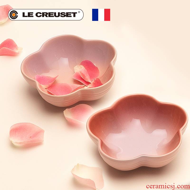 France 's LE CREUSET cool color stoneware trumpet flower plate 2 piece sweet afternoon tea fructose dish