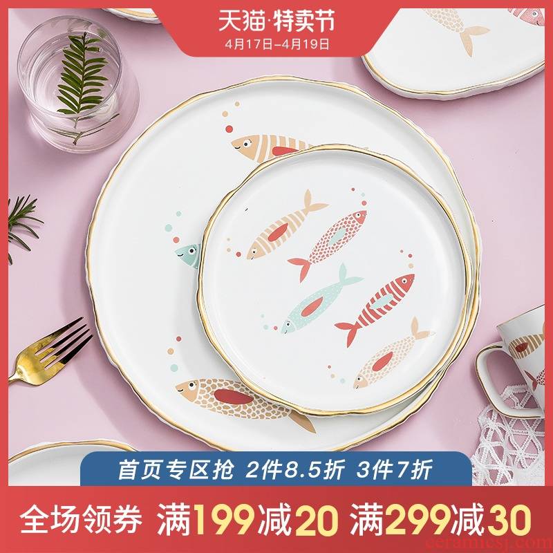 Beijing sakura Japanese ceramic bowl creative move household utensils and lovely cartoon bowl dish dish dish soup dishes suit