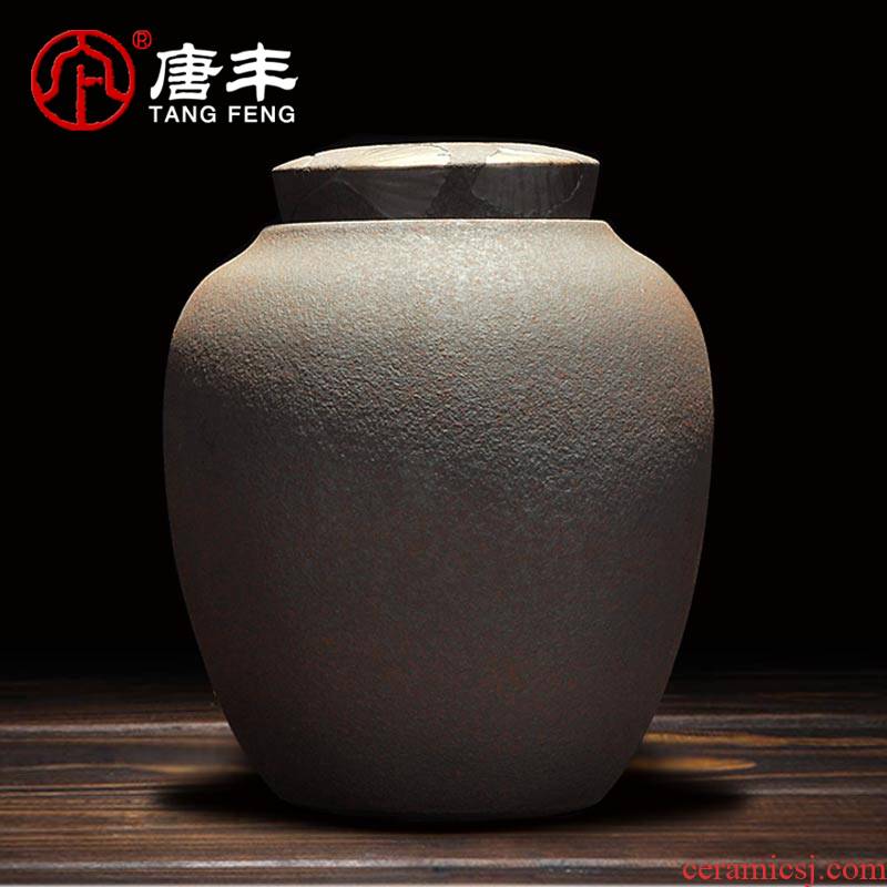Tang Feng tea caddy fixings ceramic coarse pottery large seal black tea tea pot 1 catty tea urn tea POTS