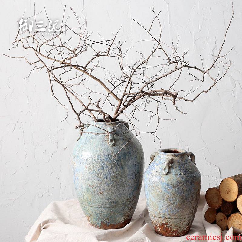 Coarse pottery restoring ancient ways is the dried flower art put vase meaty plant flower pot jingdezhen zen Japanese home stay facility by hand