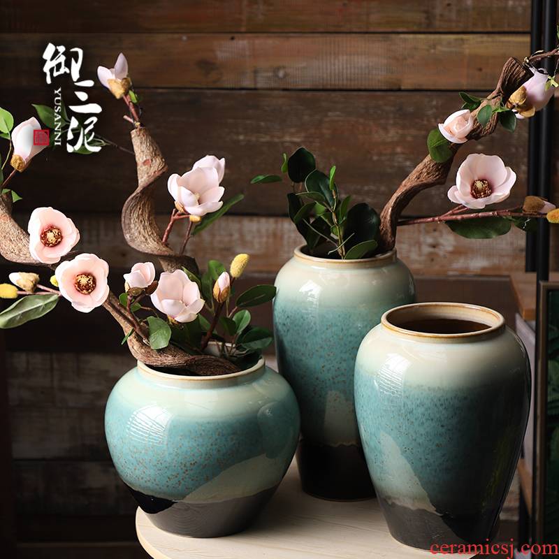 I and contracted American Chinese ceramic vase household simulation flower arranging furnishing articles sitting room adornment dried flowers set
