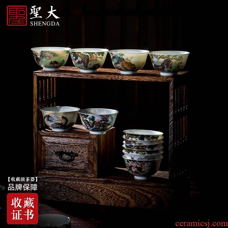 Santa teacups hand - made ceramic kungfu pastel suits for Chinese zodiac sample tea cup handiwork of jingdezhen tea service