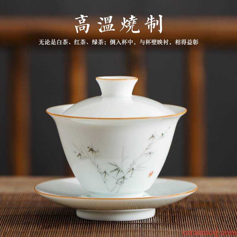 Sweet white jingdezhen blue and white porcelain hand - made tureen three only a single small bowl of white porcelain tea set tea cups cups of tea cups