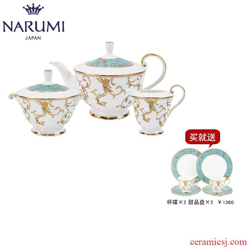 Japan NARUMI sound Anatolia sea Blue afternoon tea set tea/coffee pot + milk pot, sugar pot ipads China