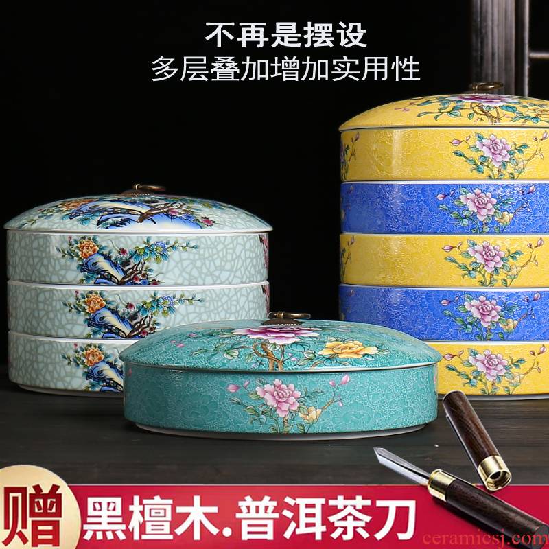 Colored enamel tea pot ceramic large puer tea cake home tea boxes POTS and POTS of tea packaging