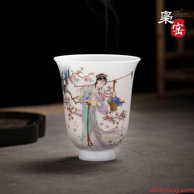 Manual thin foetus ceramic sample tea cup pastel heavy hand - made kung fu tea cups individual cup single cup of jingdezhen tea service