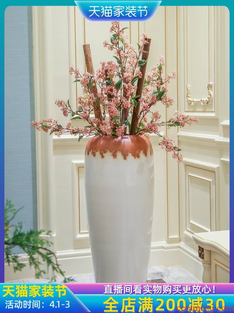 Jingdezhen ground vase large I and contracted home sitting room adornment Chinese style porch place the flower, flower arrangement