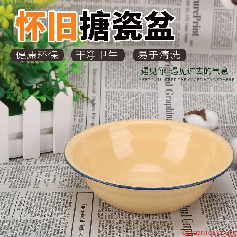 16 cm to 28 cm thickening enamel bowl edge traditional soup bowl fill dish basin nostalgic enamel basin to old rice bathtub cubicle