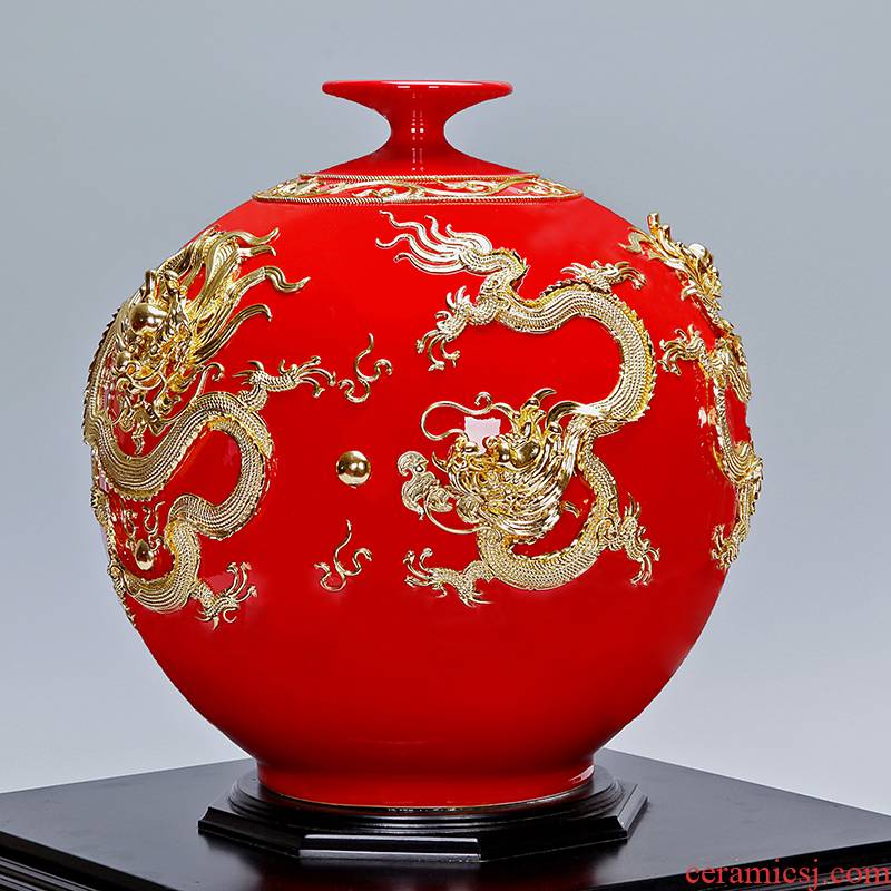 Really sheng xiamen the features checking crafts paint line carve ceramic longteng prosperous time five dragon housewarming gift villa living room