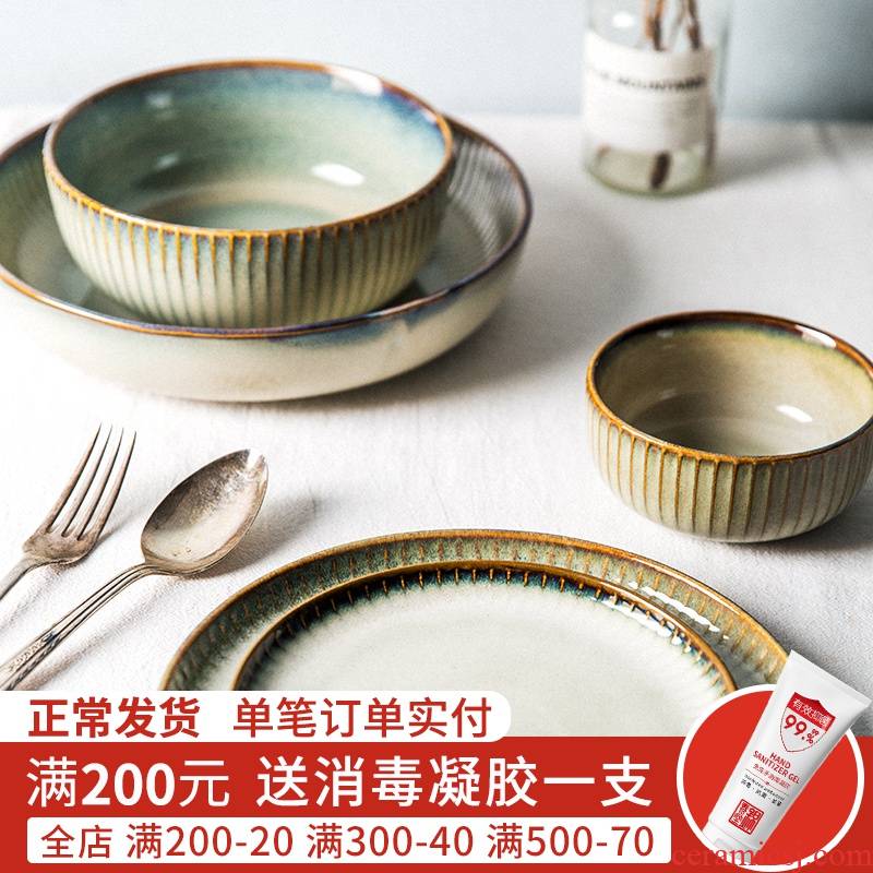 Jian Lin dishes Nordic household tableware ceramic bowl rainbow such use salad bowl of soup bowl western food steak plate of starlight