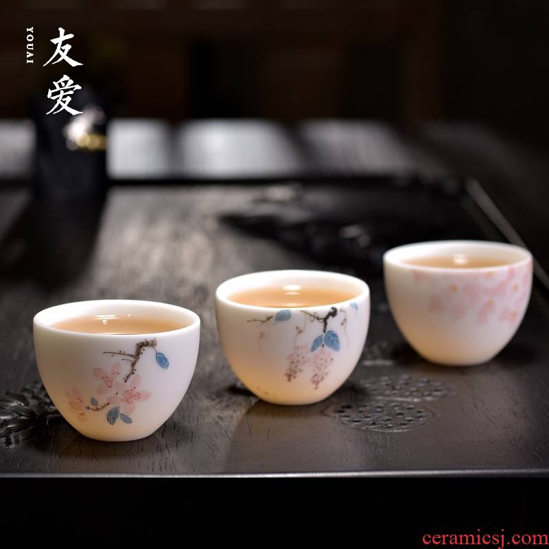 Love hand made white porcelain biscuit firing tea masters cup "women built lamp that kung fu tea cups small cups suet jade porcelain cups