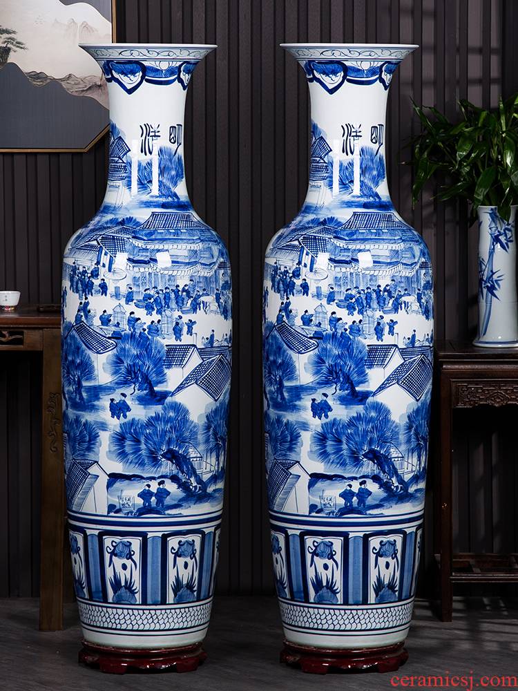 Blue and white porcelain of jingdezhen ceramics hand - made ching Ming vase painting of large sitting room place opening gifts