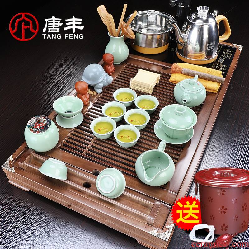 Tang Feng tea set automatic tea ware household one - piece kung fu tea tray of a complete set of contracted ceramic teapot