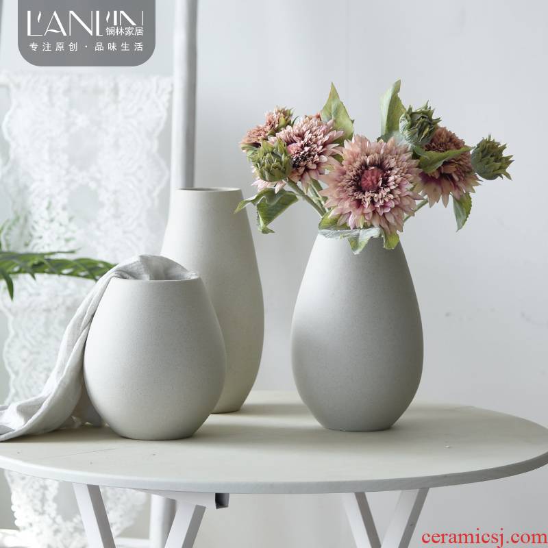 Table furnishing articles creative I and contracted pure color white vase Nordic ceramic furnishing articles dried flower arranging flowers sitting room adornment