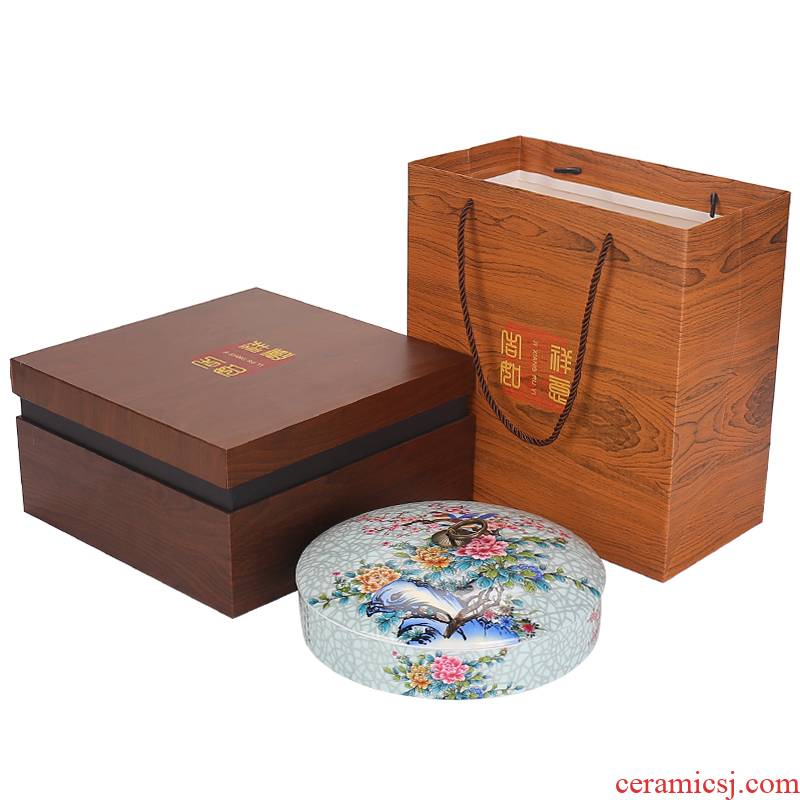 Ceramic tea general colored enamel caddy fixings large puer tea cake box sealed as cans aneroid custom gift box