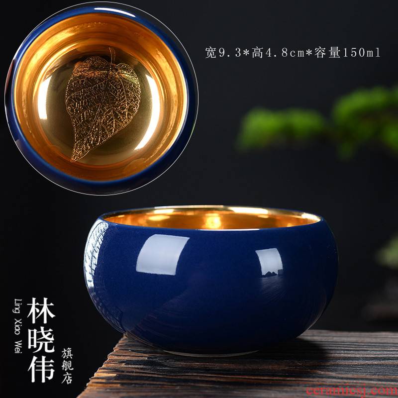 Gold ceramic cups bodhi leaf pure Gold master single cup Gold sample tea cup home from the small tea cups