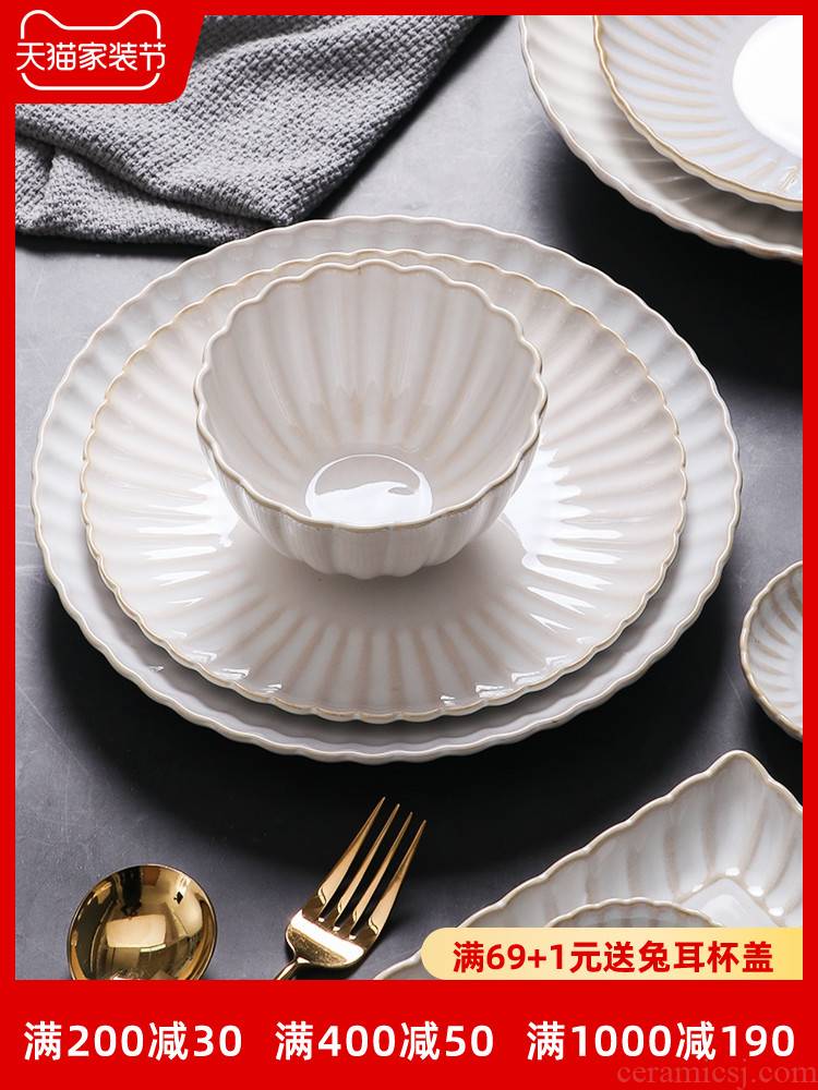 Japanese up ceramic dish dish household creative plate bowl dish web celebrity dinner plate, Joan 祤 ins wind