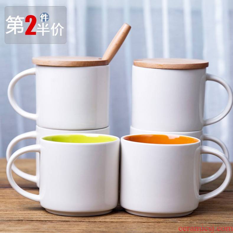 【 2 a half - price 】 pure color ceramic keller cup coffee cup household glass cup contracted couples