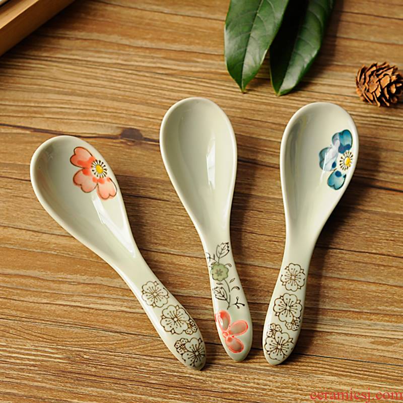 Creative ceramic spoon, Chinese wind spoon, spoon, spoon, run rice meal spoon, spoon, under the glaze color process