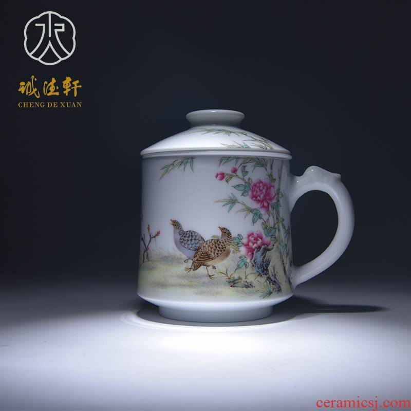 Cheng DE xuan office of jingdezhen porcelain cup with filtering) hand - made pastel painting of flowers and 5 live antai cups