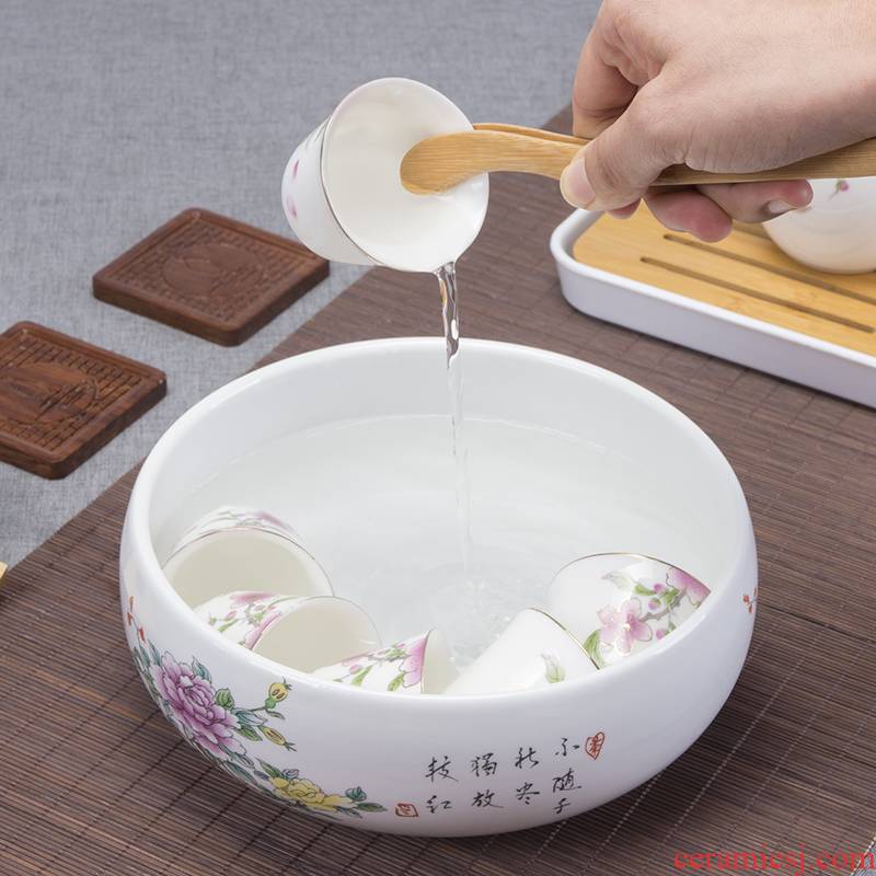 Ronkin large household writing brush washer ceramic tea set accessories cup XiCha wash pot tea taking with zero water jar ashtray