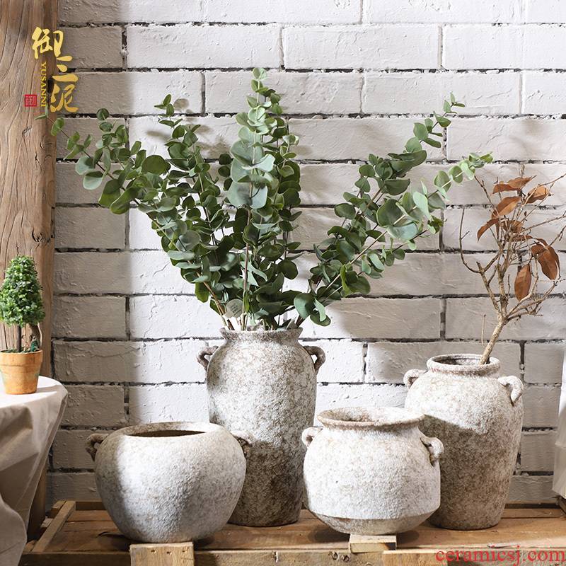 POTS dry flower ceramic vase restoring ancient ways the modern creative household contracted hydroponic flower POTS, fleshy coarse pottery furnishing articles