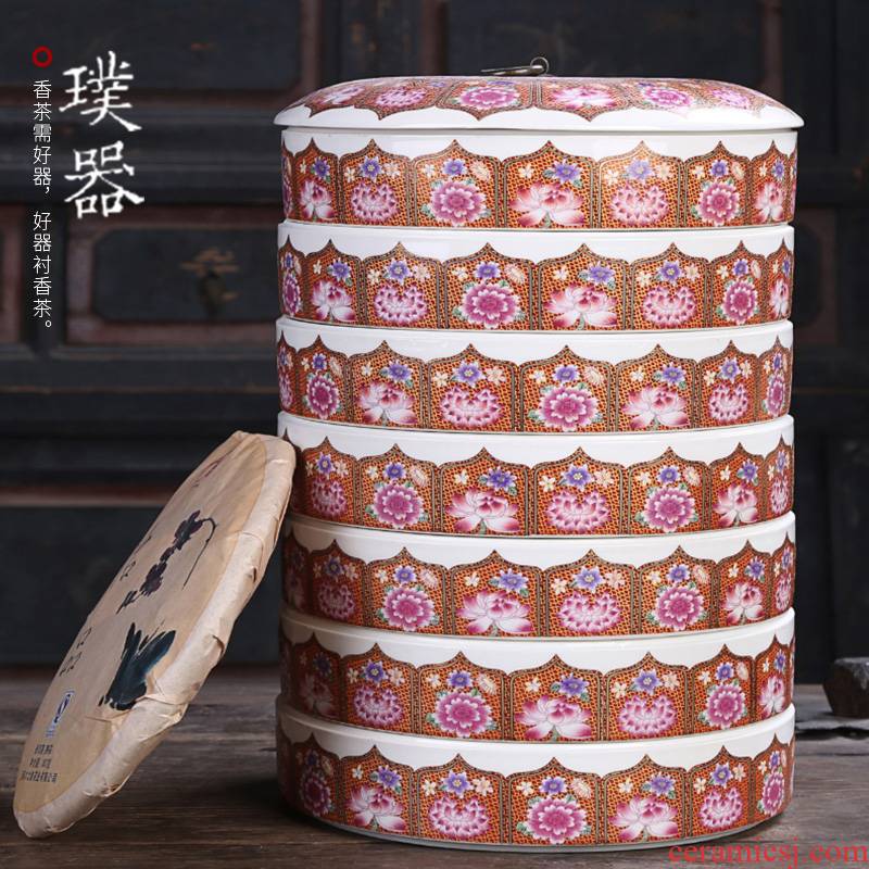 Ceramic tea pot home puer tea box of seven loaves receives large wake tea tea warehouse tea urn seal pot