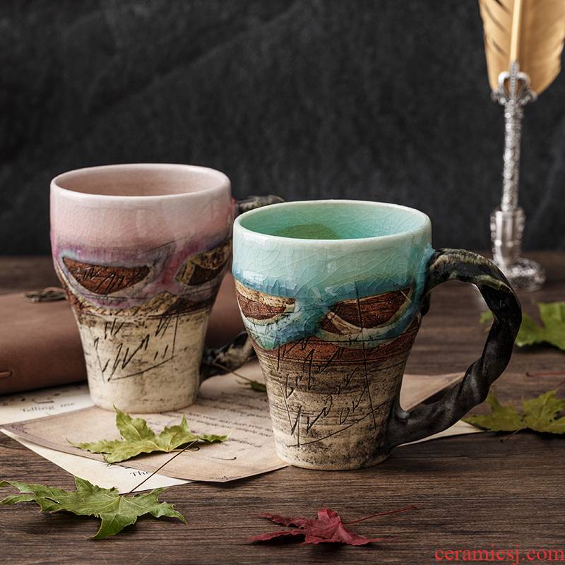 Crane, Lin up mugs imported from Japan gift boxes prevent coarse pottery checking glass creative trend move ceramic cup