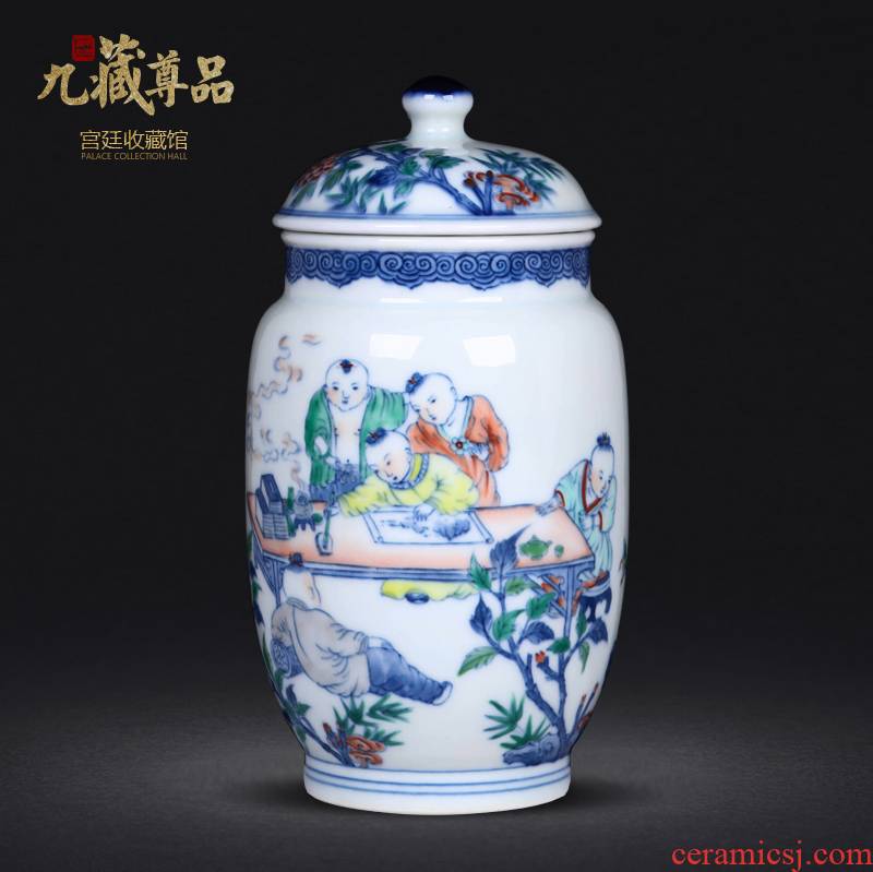 Jingdezhen ceramics hand - made porcelain dou color lad caddy fixings sitting room furniture study adornment handicraft furnishing articles