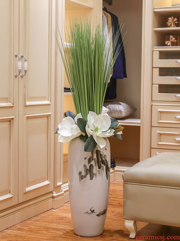 Jingdezhen ceramic floor big vase furnishing articles I and contracted household decorates sitting room new Chinese dried flowers flower arrangement