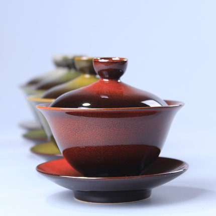 Tureen kung fu tea cups a single bowl tea tea set up ceramic three of the bowl bowl hand catch make tea pot of household