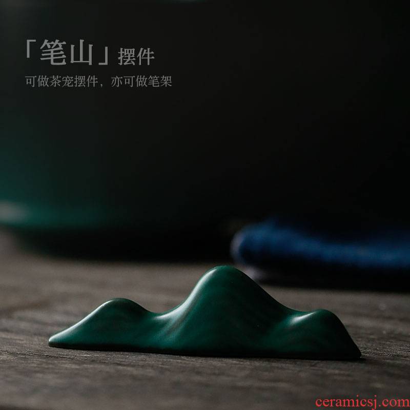 ShangYan retro ceramic penholder pen mountain four treasures brush writing holder frame tea accessories calligraphy supplies