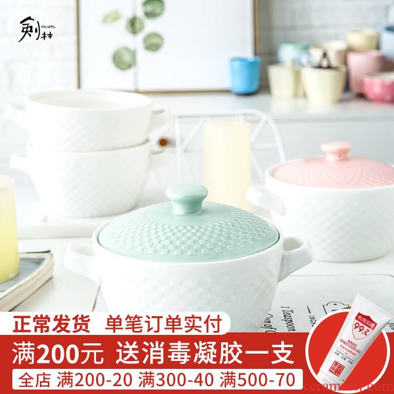 Ears, Korean ceramic tureen steamed egg bowl mercifully rainbow such as bowl with cover bowl simmer pot paella bird 's nest soup bowl of stew