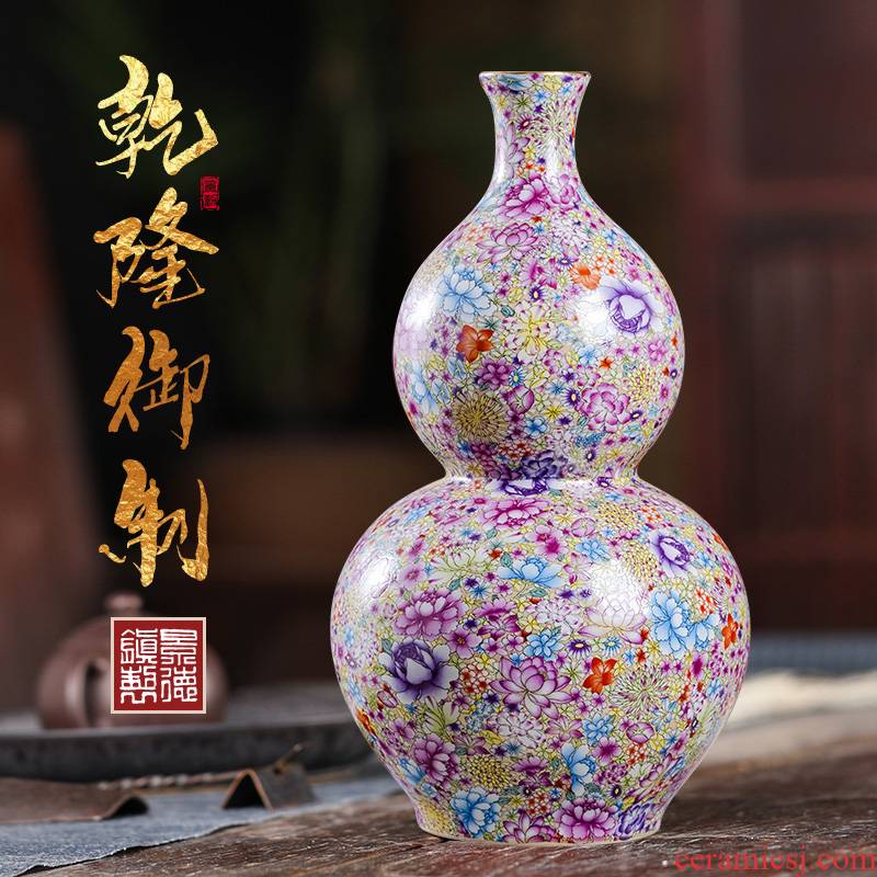 Porcelain of jingdezhen ceramics vase famille rose flower, flower arrangement sitting room adornment of Chinese style household desktop furnishing articles