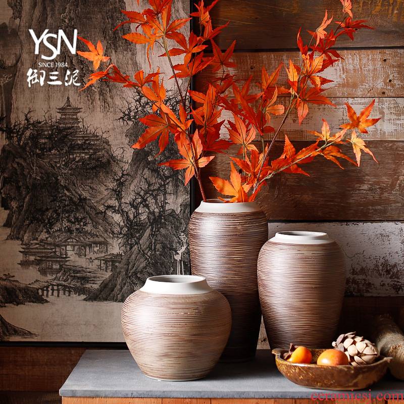 Royal mesa of three new Chinese style restoring ancient ways is contracted and I ceramic mud dry coarse some ceramic pot vase decoration furnishing articles sitting room