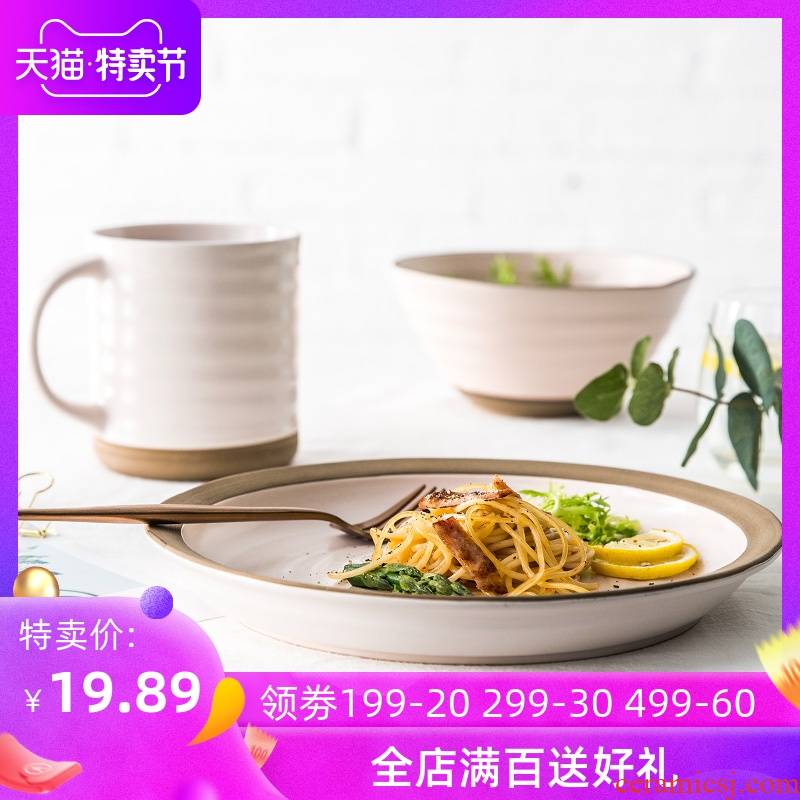 Lototo Nordic ceramic tableware, simple coffee cup new western food dish tray dish dish household jobs rainbow such use