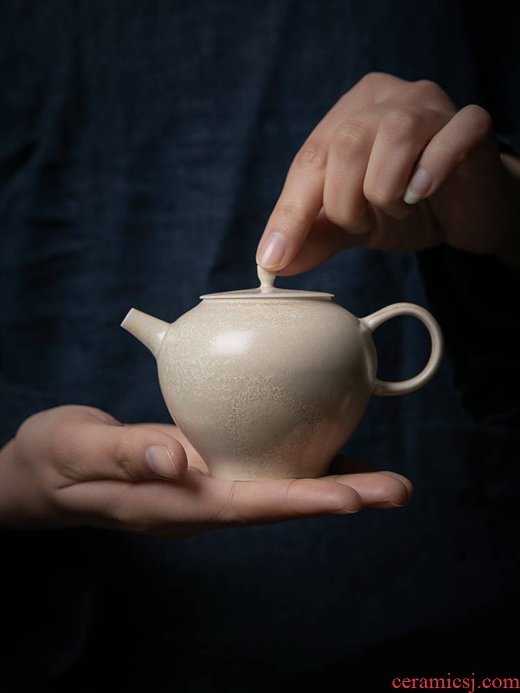 Jiangnan past kung fu small ceramic teapot tea tea set household manual firewood single pot plant ash teapot