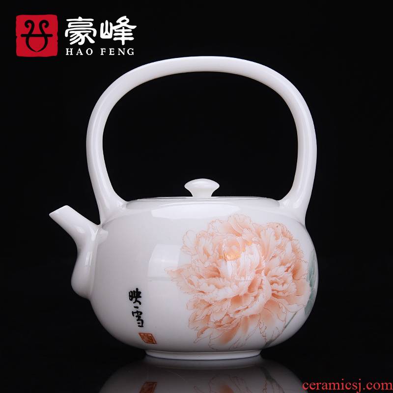 HaoFeng dehua white porcelain teapot household Japanese Chinese white jade CiHu ceramic kung fu single pot of tea tea accessories